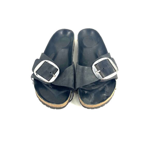 Birkenstock Women's Madrid Big Buckle Sandals in Black - Picture 3 of 5
